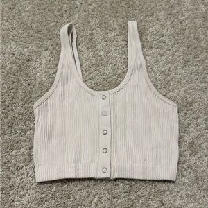 Aerie Ribbed Button-Front Top